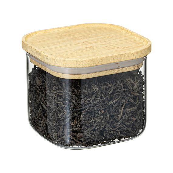 Банка для хранения квадратная Glass Bamboo, 600 мл, Smart Solutions, фото , изображение 5