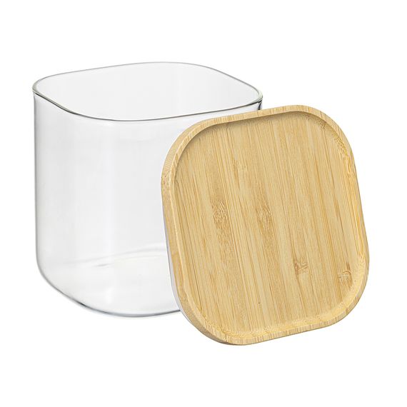 Банка для хранения квадратная Glass Bamboo, 800 мл, Smart Solutions, фото , изображение 6