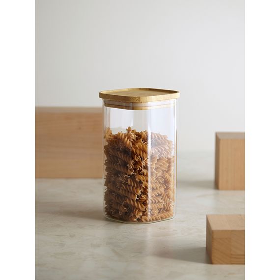 Банка для хранения квадратная Glass Bamboo, 1,4 л, Smart Solutions, фото , изображение 6