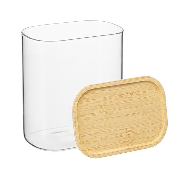 Банка для хранения прямоугольная Glass Bamboo, 950 мл, Smart Solutions, фото , изображение 6