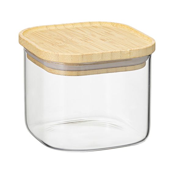 Банка для хранения квадратная Glass Bamboo, 600 мл, Smart Solutions, фото 
