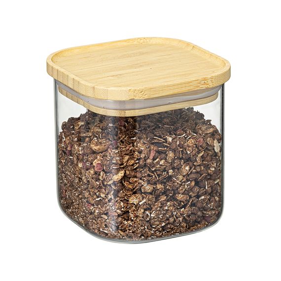Банка для хранения квадратная Glass Bamboo, 800 мл, Smart Solutions, фото , изображение 5