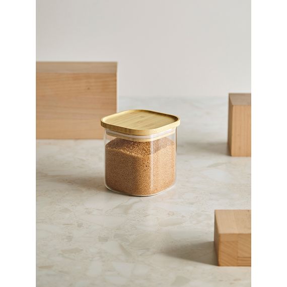 Банка для хранения квадратная Glass Bamboo, 800 мл, Smart Solutions, фото , изображение 4