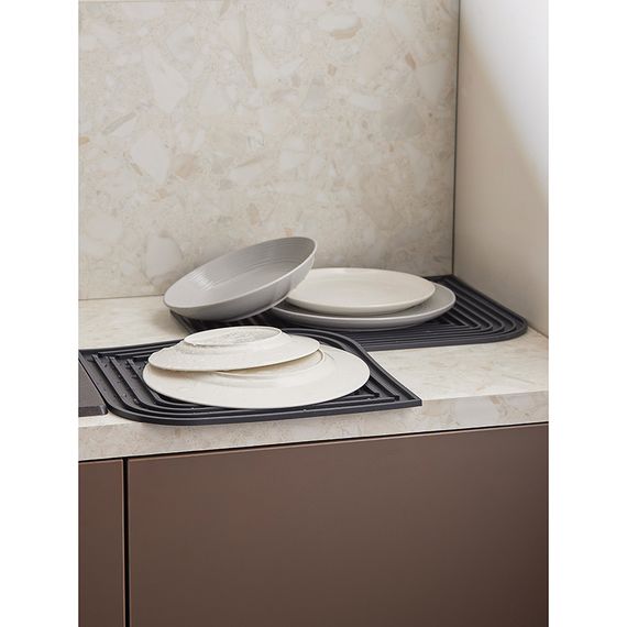 Коврик для сушки посуды Dry Flex, 34,6х44,6 см, темно-серый, Smart Solutions, фото , изображение 3