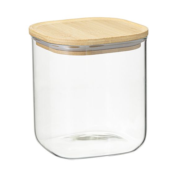 Банка для хранения квадратная Glass Bamboo, 1,5 л, Smart Solutions, фото 