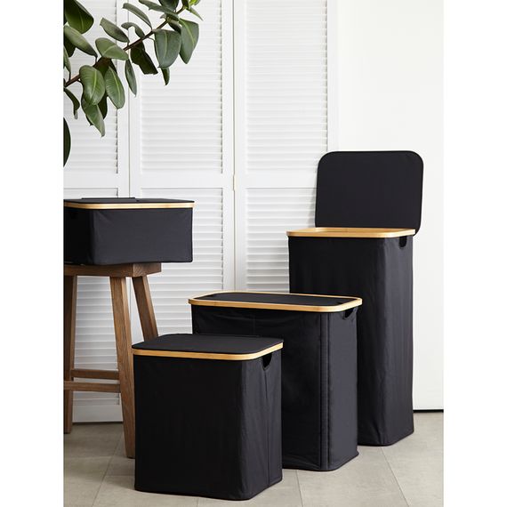 Корзина для белья Neat Mid, 40x33x43 см, черная, Smart Solutions, фото , изображение 2