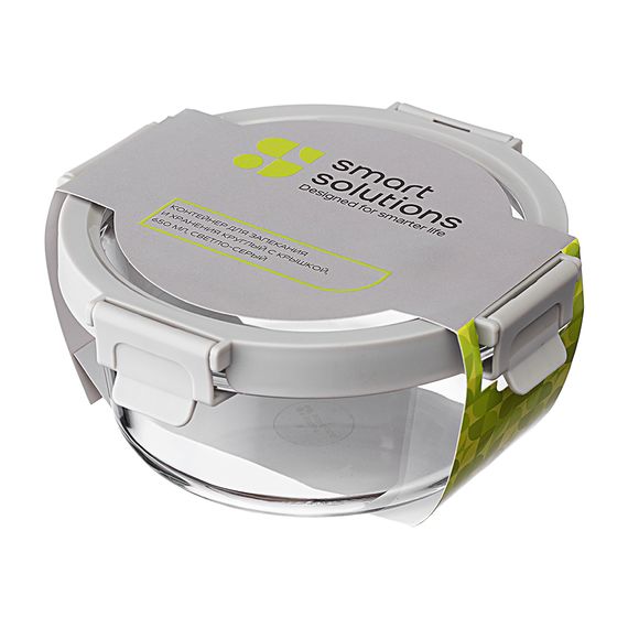 Контейнер для запекания и хранения круглый с крышкой, 650 мл, светло-серый, Smart Solutions, фото , изображение 6