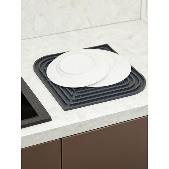 Коврик для сушки посуды Dry Flex, 34,5х31,5 см, темно-серый, Smart Solutions, фото , изображение 3