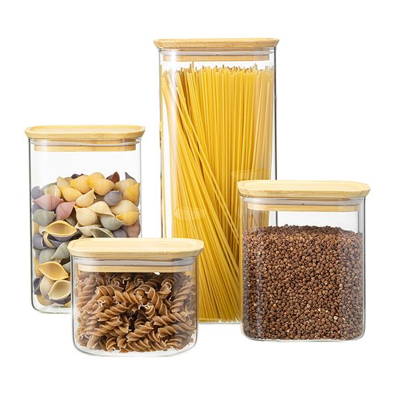 Банка для хранения прямоугольная Glass Bamboo, 950 мл, Smart Solutions, фото , изображение 7
