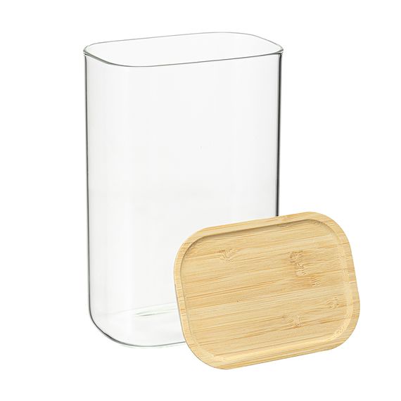 Банка для хранения прямоугольная Glass Bamboo, 1,3 л, Smart Solutions, фото , изображение 8