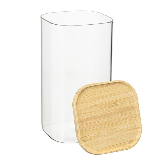 Банка для хранения квадратная Glass Bamboo, 1,4 л, Smart Solutions, фото , изображение 9