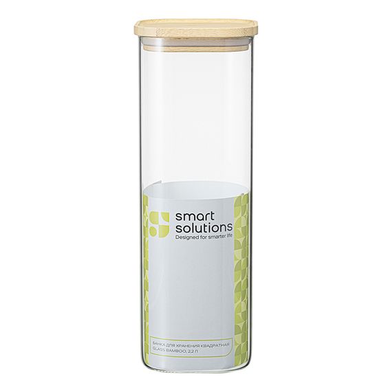 Банка для хранения квадратная Glass Bamboo, 2,2 л, Smart Solutions, фото , изображение 10
