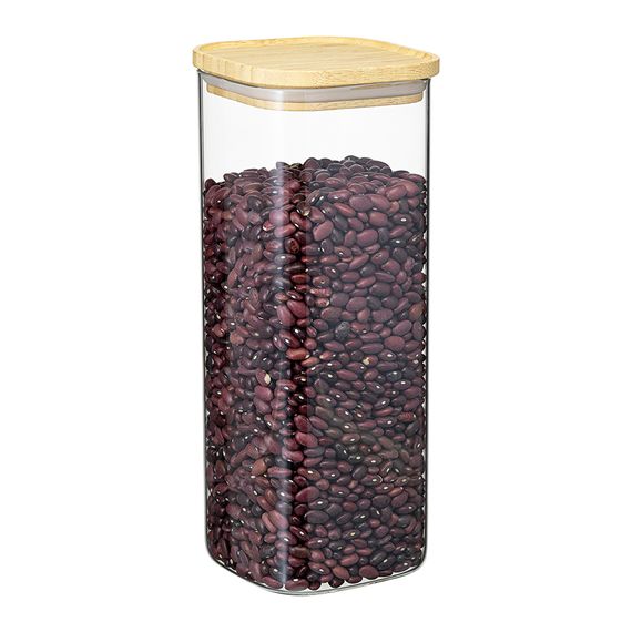 Банка для хранения квадратная Glass Bamboo, 1,9 л, Smart Solutions, фото , изображение 7