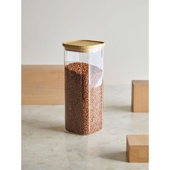 Банка для хранения квадратная Glass Bamboo, 1,9 л, Smart Solutions, фото , изображение 5
