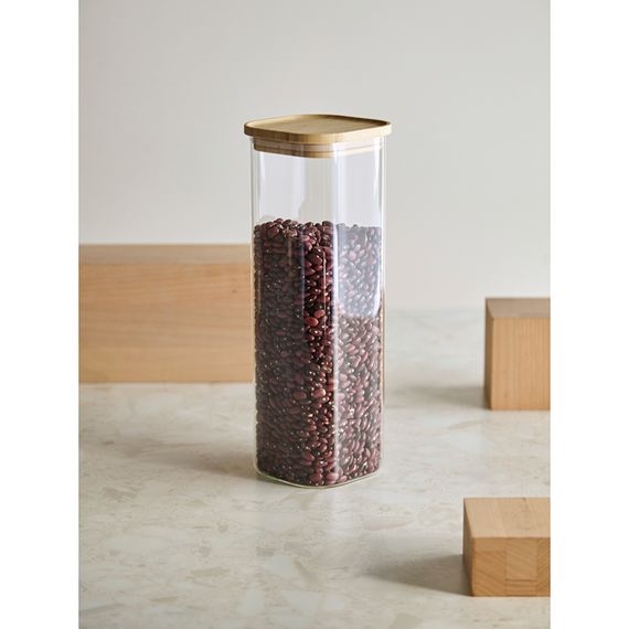 Банка для хранения квадратная Glass Bamboo, 2,2 л, Smart Solutions, фото , изображение 5