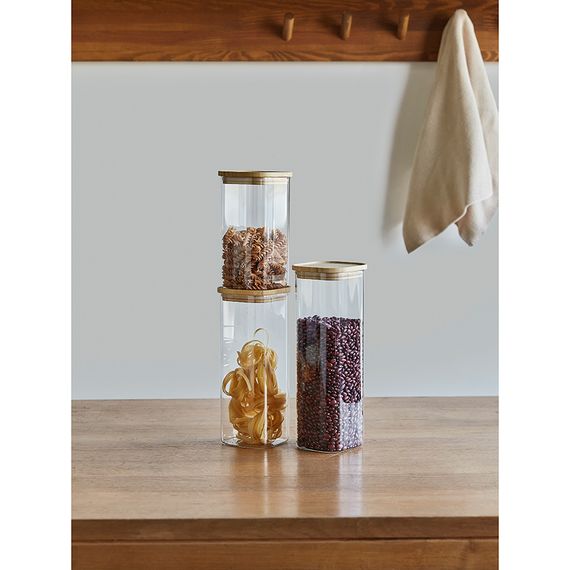 Банка для хранения квадратная Glass Bamboo, 2,2 л, Smart Solutions, фото , изображение 6