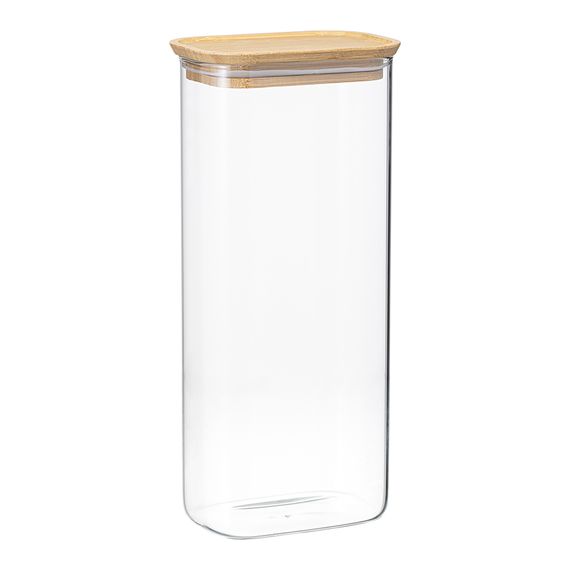 Банка для хранения прямоугольная Glass Bamboo, 2 л, Smart Solutions, фото 