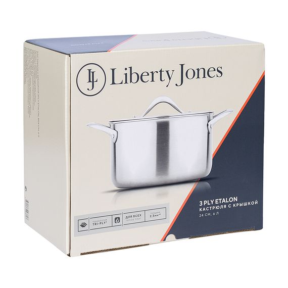 Кастрюля с крышкой 3Ply Etalon, ?24 см, 6 л, Liberty Jones, фото , изображение 14