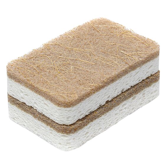 Набор губок для посуды из целлюлозы и кокосового волокна Eco Sponge, белые, 6 шт., Smart Solutions, фото 