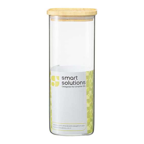 Банка для хранения квадратная Glass Bamboo, 1,9 л, Smart Solutions, фото , изображение 10