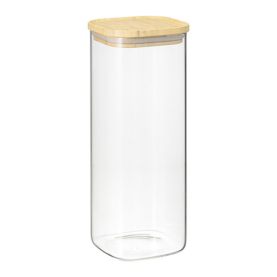 Банка для хранения квадратная Glass Bamboo, 1,9 л, Smart Solutions, фото 