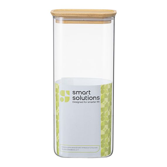 Банка для хранения прямоугольная Glass Bamboo, 2 л, Smart Solutions, фото , изображение 9