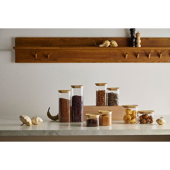 Банка для хранения квадратная Glass Bamboo, 1,9 л, Smart Solutions, фото , изображение 2