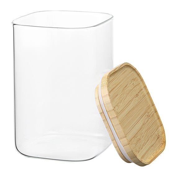 Банка для хранения квадратная Glass Bamboo, 1,1 л, Smart Solutions, фото , изображение 6