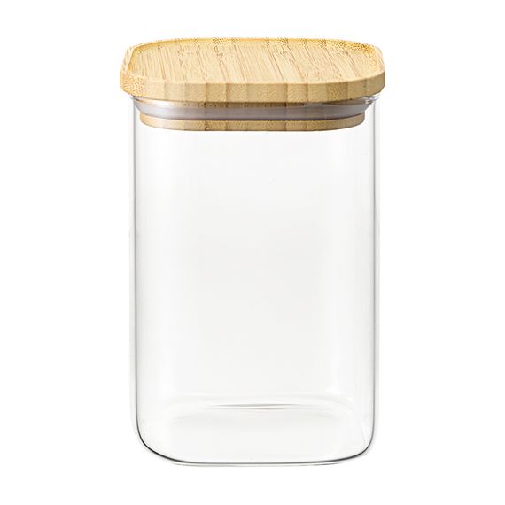 Банка для хранения квадратная Glass Bamboo, 1,1 л, Smart Solutions, фото 