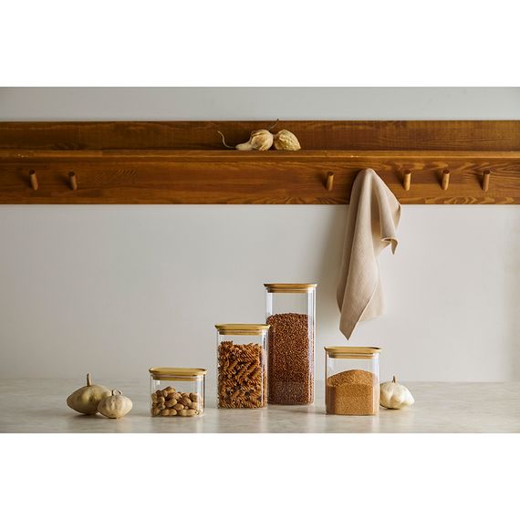 Банка для хранения прямоугольная Glass Bamboo, 2 л, Smart Solutions, фото , изображение 2