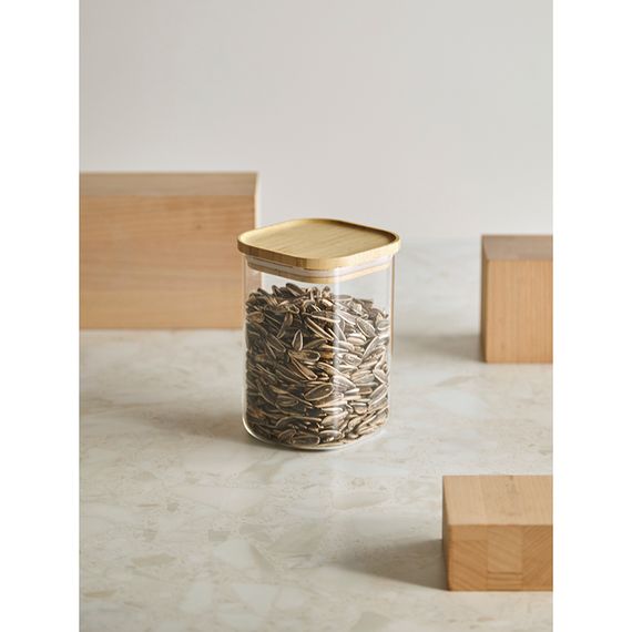 Банка для хранения квадратная Glass Bamboo, 1,1 л, Smart Solutions, фото , изображение 5