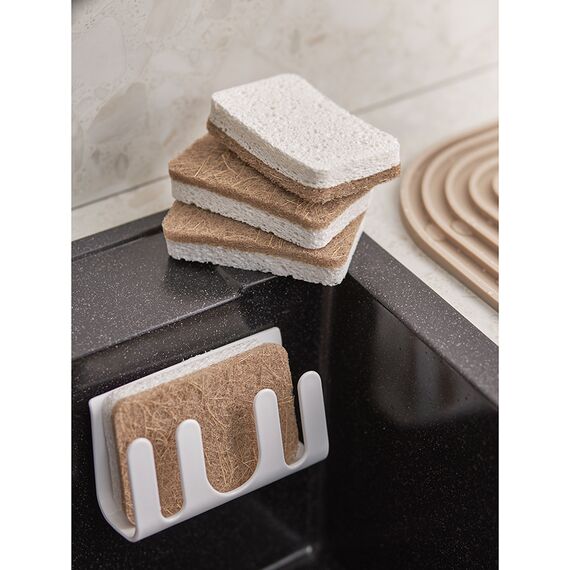 Набор губок для посуды из целлюлозы и кокосового волокна Eco Sponge, белые, 6 шт., Smart Solutions, фото , изображение 3