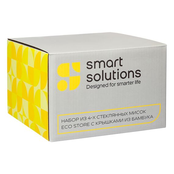 Набор из 4-х стеклянных мисок Eco Store с крышками из бамбука, Smart Solutions, фото , изображение 8