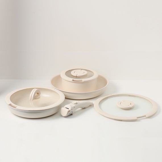 Набор посуды для приготовления со съемной ручкой Smart Ceramic, 7 предметов, цвета топленого молока, Smart Solutions, фото , изображение 18