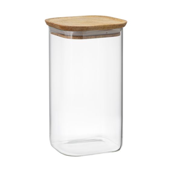 Банка для хранения квадратная Glass Acacia, 1,4 л, Smart Solutions, фото 