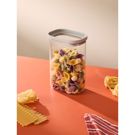 Банка для хранения прямоугольная Vacuum Glass, 1,25 л, светло-серая, Smart Solutions, фото , изображение 2