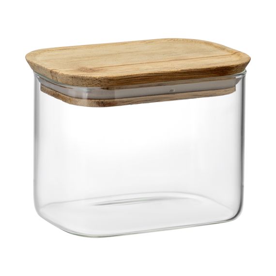 Банка для хранения прямоугольная Glass Acacia, 600 мл, Smart Solutions, фото 