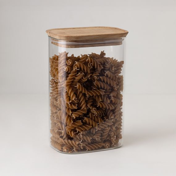 Банка для хранения прямоугольная Glass Acacia, 1,3 л, Smart Solutions, фото , изображение 4