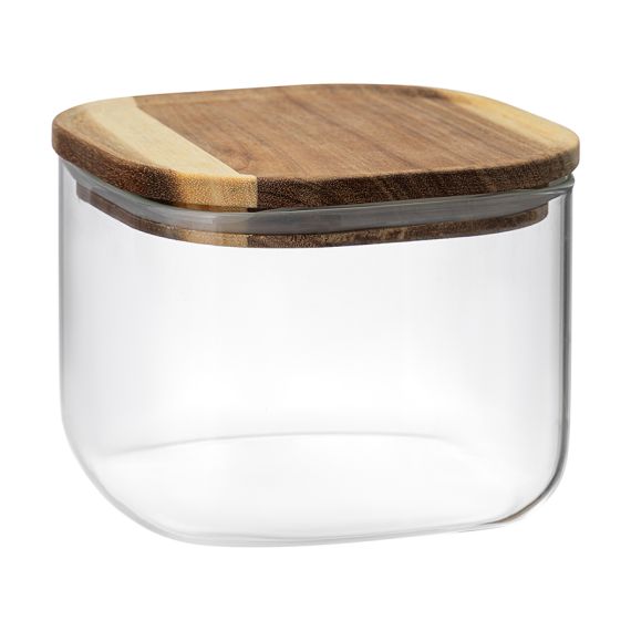 Банка для хранения квадратная Glass Acacia,1 л, Smart Solutions, фото 