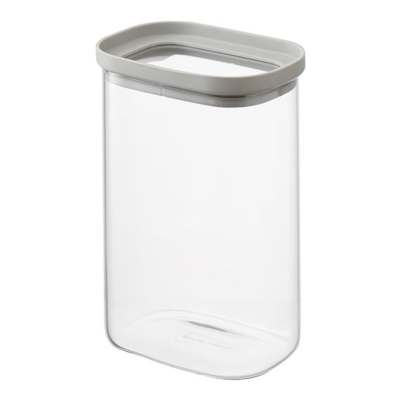 Банка для хранения прямоугольная Vacuum Glass, 1,5 л, светло-серая, Smart Solutions, фото 