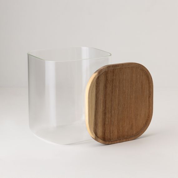 Банка для хранения квадратная Glass Acacia, 1,5 л, Smart Solutions, фото , изображение 6
