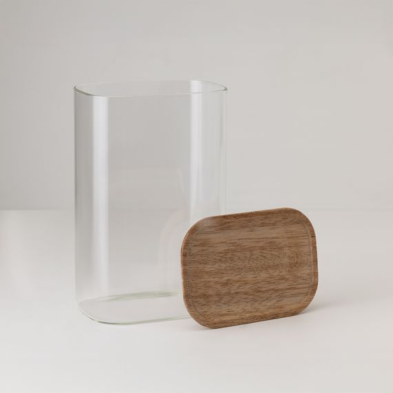 Банка для хранения прямоугольная Glass Acacia, 1,3 л, Smart Solutions, фото , изображение 5