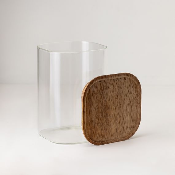 Банка для хранения квадратная Glass Acacia, 1,1 л, Smart Solutions, фото , изображение 3