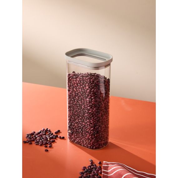Банка для хранения прямоугольная Vacuum Glass, 1,75 л, светло-серая, Smart Solutions, фото , изображение 2