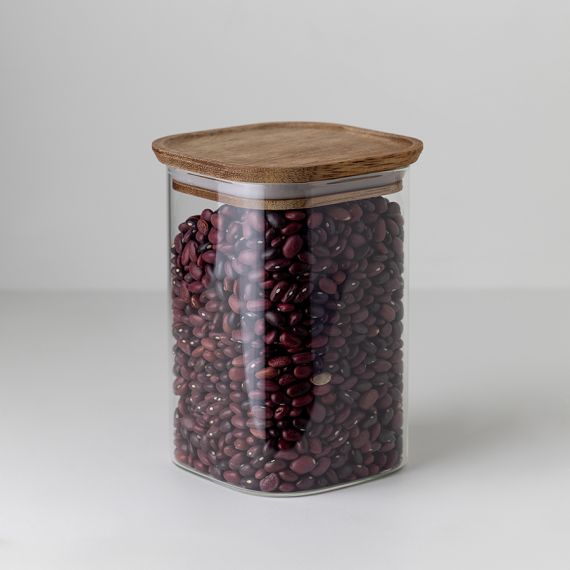 Банка для хранения квадратная Glass Acacia, 1,1 л, Smart Solutions, фото , изображение 2