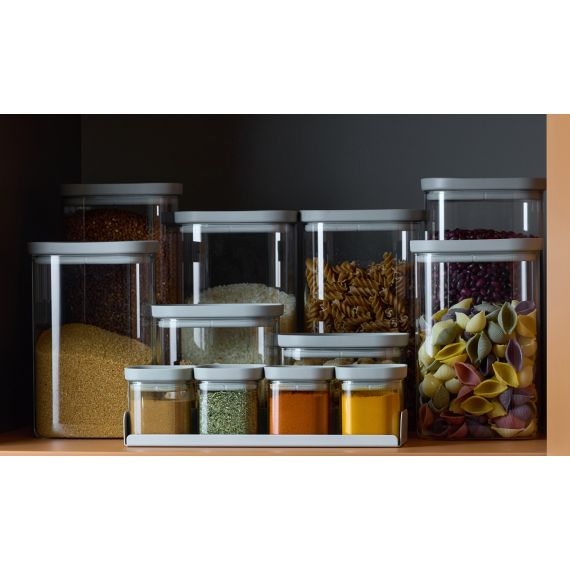 Банка для хранения прямоугольная Vacuum Glass, 1,5 л, светло-серая, Smart Solutions, фото , изображение 5