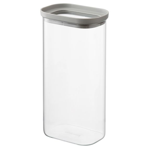 Банка для хранения прямоугольная Vacuum Glass, 1,75 л, светло-серая, Smart Solutions, фото 