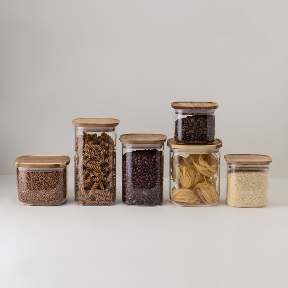 Банка для хранения квадратная Glass Acacia, 1,5 л, Smart Solutions, фото , изображение 7