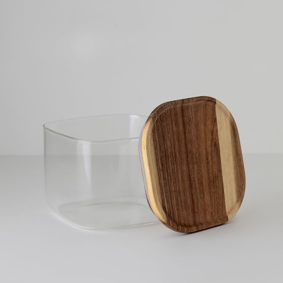 Банка для хранения квадратная Glass Acacia,1 л, Smart Solutions, фото , изображение 6