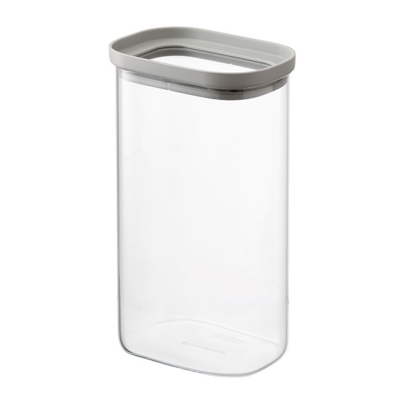 Банка для хранения прямоугольная Vacuum Glass, 1,25 л, светло-серая, Smart Solutions, фото 